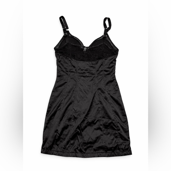 Urban Outfitters Black Satin Lace Corset Slip Dress size Large - Picture 6 of 8